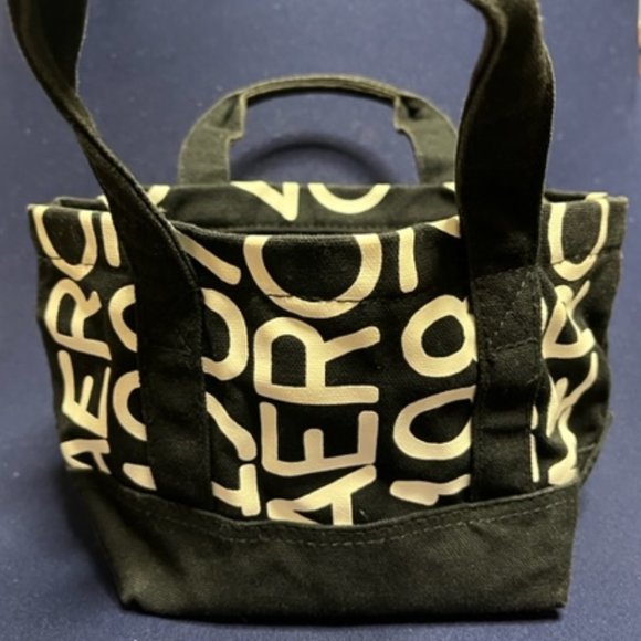 Aeropostale Printed Black & White Mini Cotton Tote Bag 8"x4"x5" - Picture 13 of 16